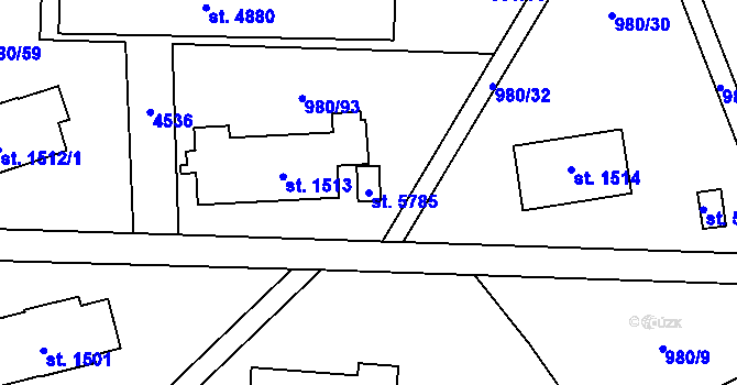 Parcela st. 5785 v KÚ Zlín, Katastrální mapa