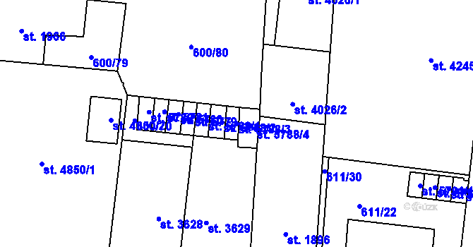 Parcela st. 5788/3 v KÚ Zlín, Katastrální mapa