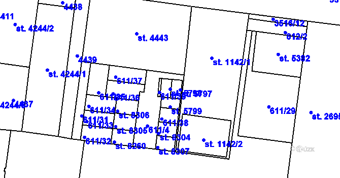 Parcela st. 5798 v KÚ Zlín, Katastrální mapa