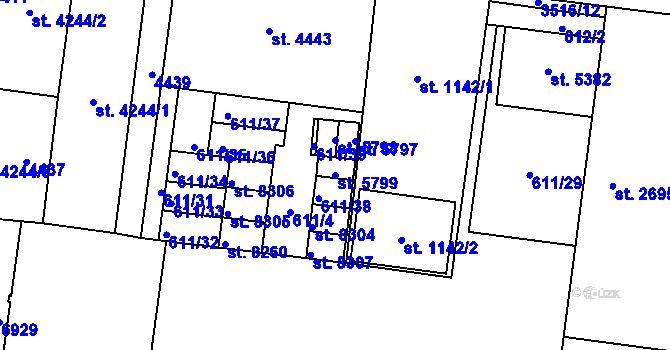 Parcela st. 5799 v KÚ Zlín, Katastrální mapa