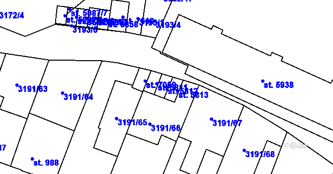 Parcela st. 5812 v KÚ Zlín, Katastrální mapa
