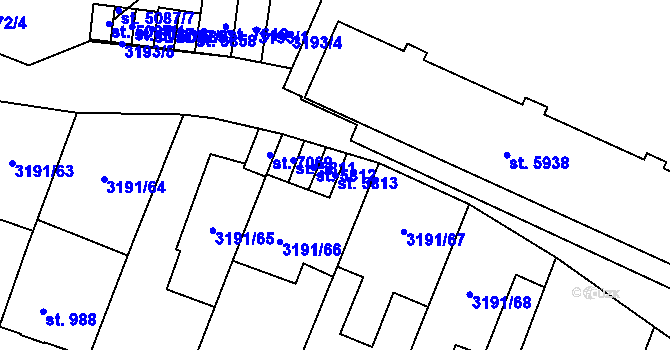 Parcela st. 5813 v KÚ Zlín, Katastrální mapa