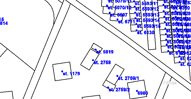 Parcela st. 5819 v KÚ Zlín, Katastrální mapa