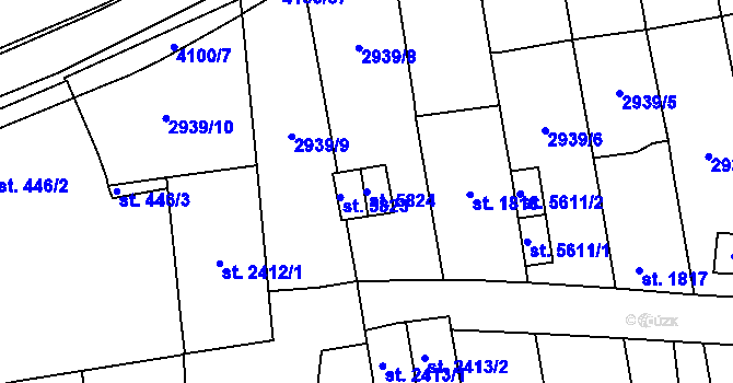 Parcela st. 5824 v KÚ Zlín, Katastrální mapa