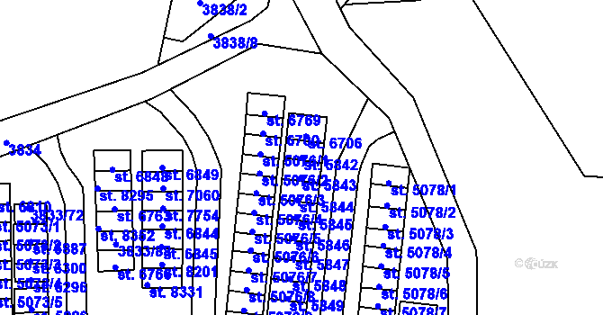 Parcela st. 5842 v KÚ Zlín, Katastrální mapa