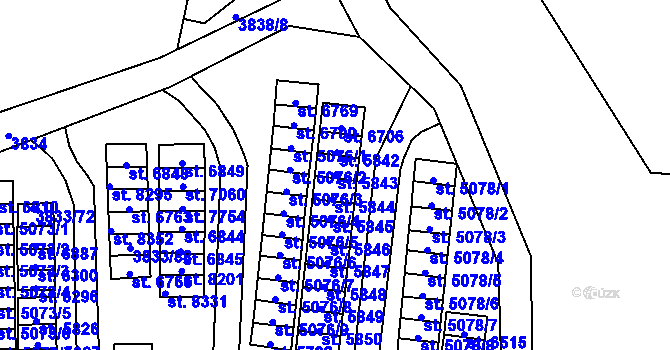 Parcela st. 5843 v KÚ Zlín, Katastrální mapa