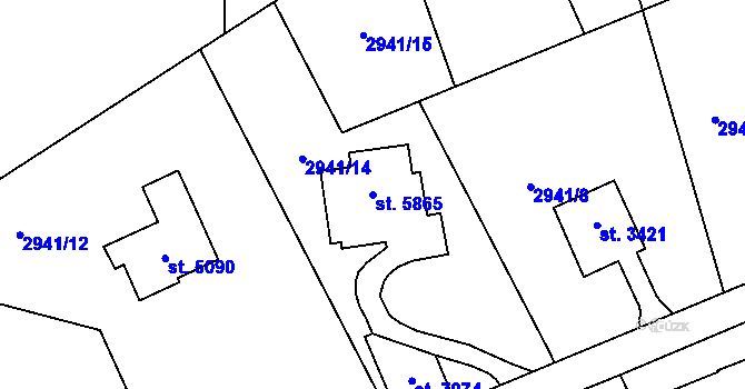 Parcela st. 5865 v KÚ Zlín, Katastrální mapa