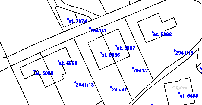 Parcela st. 5866 v KÚ Zlín, Katastrální mapa