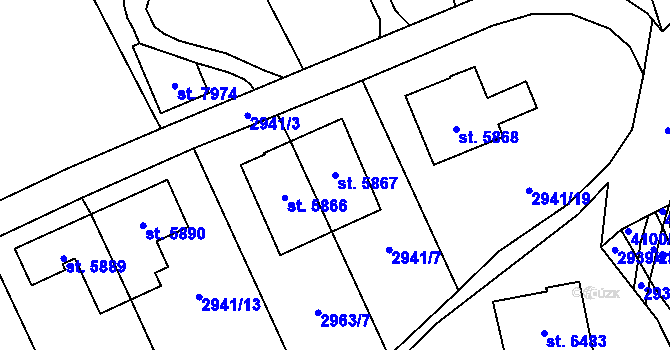 Parcela st. 5867 v KÚ Zlín, Katastrální mapa