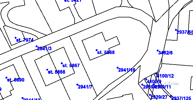 Parcela st. 5868 v KÚ Zlín, Katastrální mapa