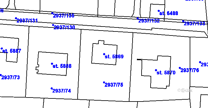 Parcela st. 5869 v KÚ Zlín, Katastrální mapa