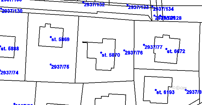 Parcela st. 5870 v KÚ Zlín, Katastrální mapa