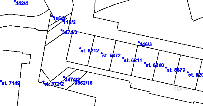 Parcela st. 5872 v KÚ Zlín, Katastrální mapa