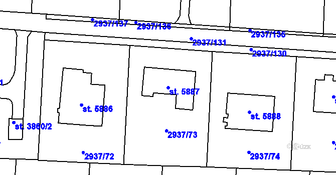 Parcela st. 5887 v KÚ Zlín, Katastrální mapa