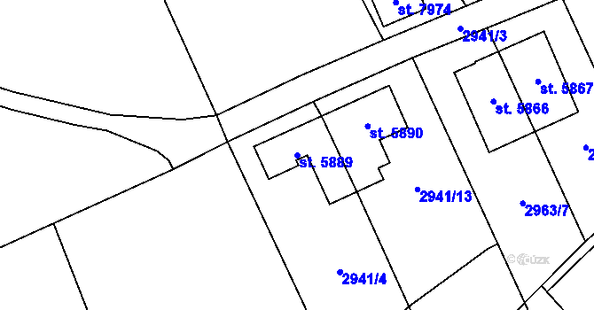 Parcela st. 5889 v KÚ Zlín, Katastrální mapa