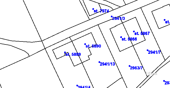Parcela st. 5890 v KÚ Zlín, Katastrální mapa