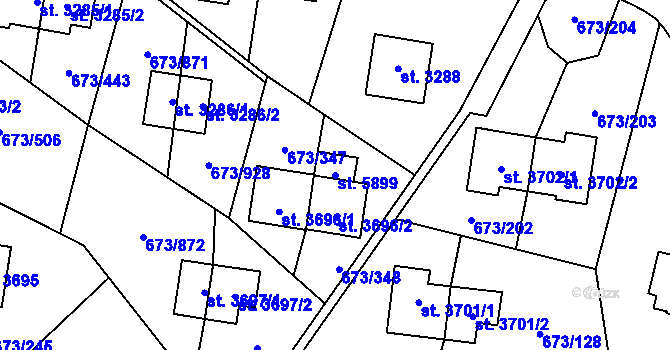 Parcela st. 5899 v KÚ Zlín, Katastrální mapa