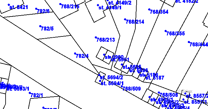 Parcela st. 5900 v KÚ Zlín, Katastrální mapa