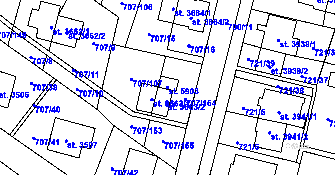 Parcela st. 5903 v KÚ Zlín, Katastrální mapa