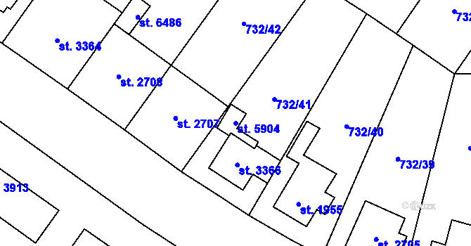 Parcela st. 5904 v KÚ Zlín, Katastrální mapa
