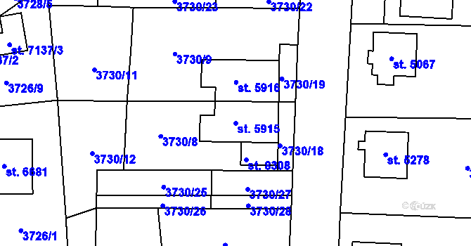 Parcela st. 5915 v KÚ Zlín, Katastrální mapa
