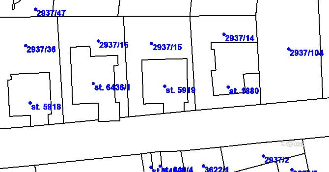 Parcela st. 5919 v KÚ Zlín, Katastrální mapa
