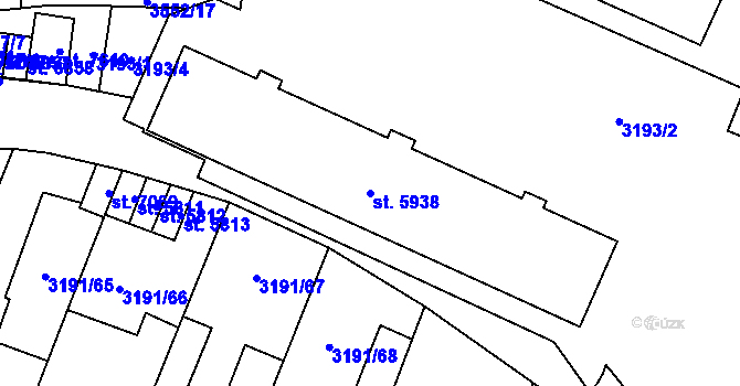 Parcela st. 5938 v KÚ Zlín, Katastrální mapa
