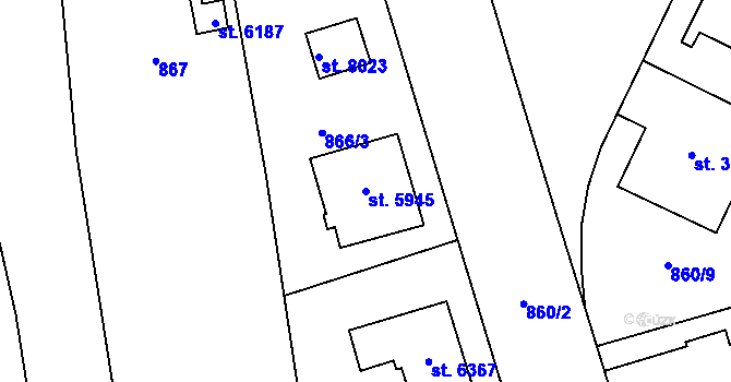 Parcela st. 5945 v KÚ Zlín, Katastrální mapa