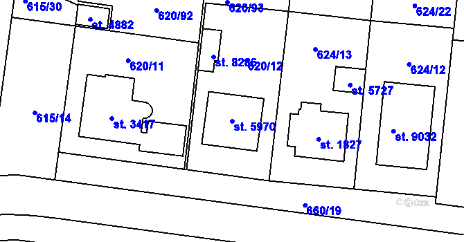 Parcela st. 5970 v KÚ Zlín, Katastrální mapa