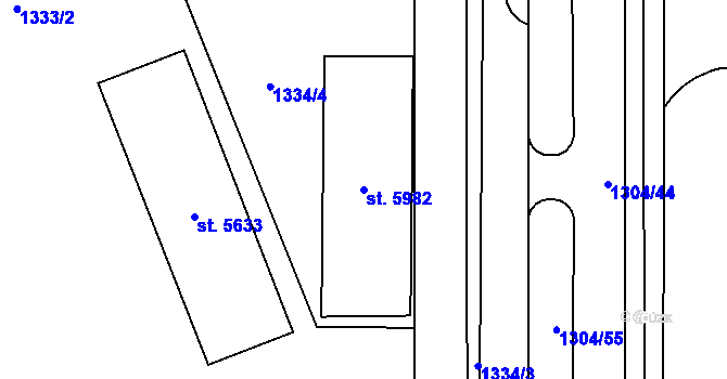 Parcela st. 5982 v KÚ Zlín, Katastrální mapa