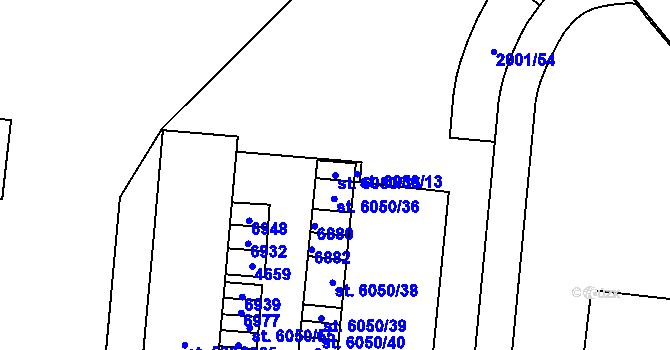 Parcela st. 6050/35 v KÚ Zlín, Katastrální mapa