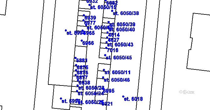 Parcela st. 6050/45 v KÚ Zlín, Katastrální mapa