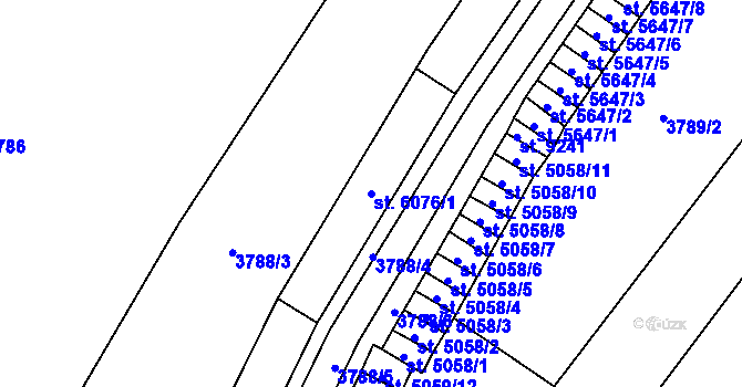 Parcela st. 6076/1 v KÚ Zlín, Katastrální mapa