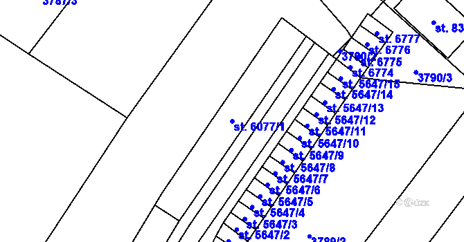 Parcela st. 6077/1 v KÚ Zlín, Katastrální mapa