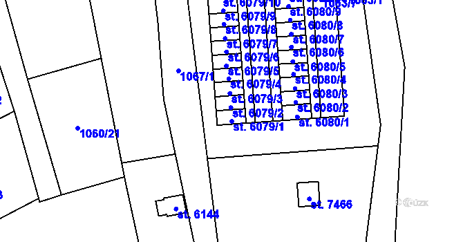 Parcela st. 6079/1 v KÚ Zlín, Katastrální mapa