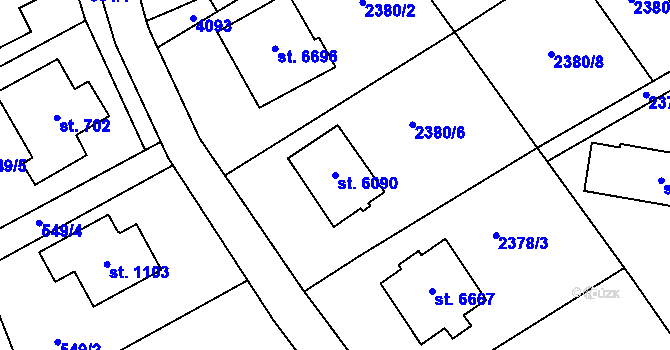 Parcela st. 6090 v KÚ Zlín, Katastrální mapa