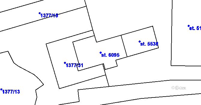 Parcela st. 6095 v KÚ Zlín, Katastrální mapa