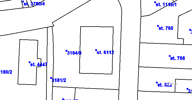 Parcela st. 6112 v KÚ Zlín, Katastrální mapa
