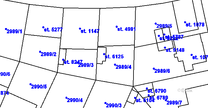 Parcela st. 6125 v KÚ Zlín, Katastrální mapa