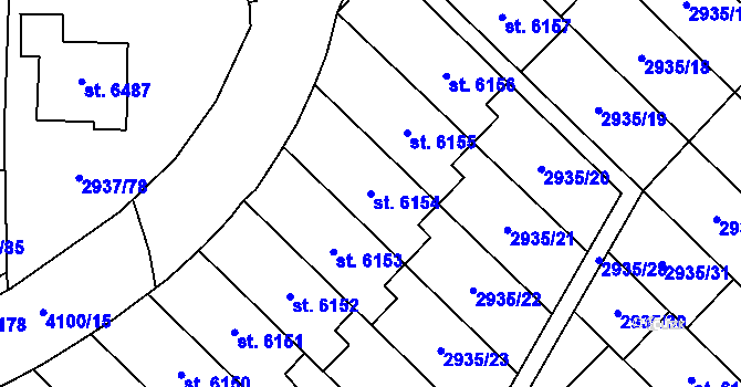 Parcela st. 6154 v KÚ Zlín, Katastrální mapa
