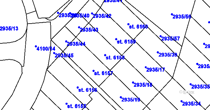 Parcela st. 6158 v KÚ Zlín, Katastrální mapa