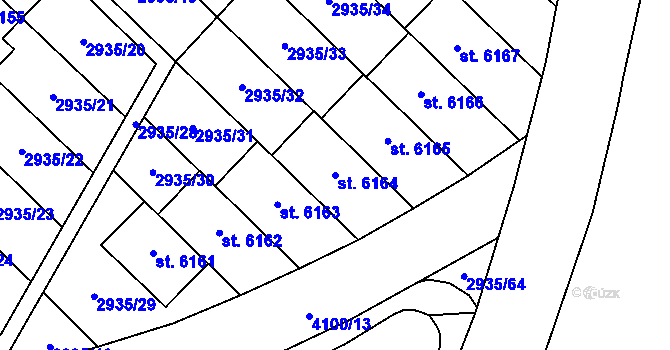 Parcela st. 6164 v KÚ Zlín, Katastrální mapa