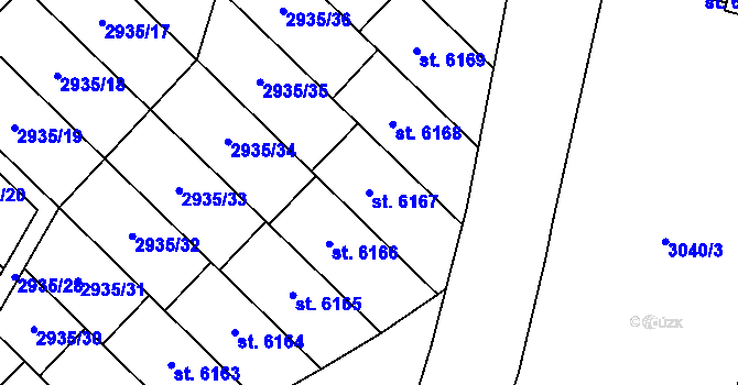 Parcela st. 6167 v KÚ Zlín, Katastrální mapa