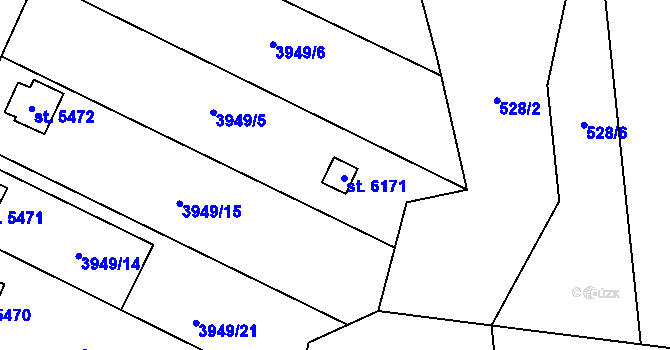 Parcela st. 6171 v KÚ Zlín, Katastrální mapa