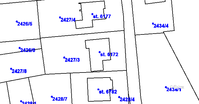 Parcela st. 6172 v KÚ Zlín, Katastrální mapa