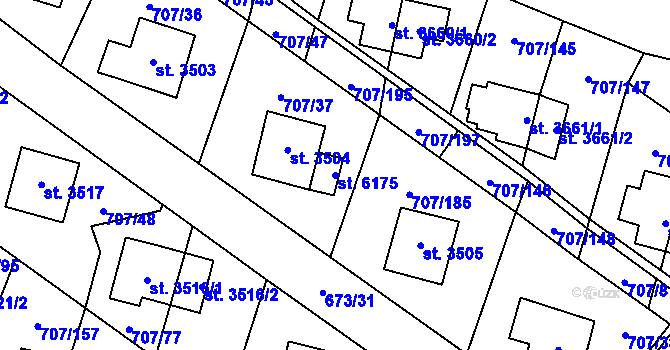 Parcela st. 6175 v KÚ Zlín, Katastrální mapa