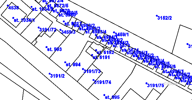 Parcela st. 6192 v KÚ Zlín, Katastrální mapa