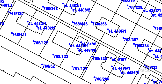 Parcela st. 6196 v KÚ Zlín, Katastrální mapa
