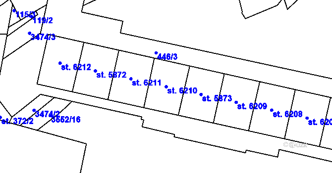 Parcela st. 6210 v KÚ Zlín, Katastrální mapa