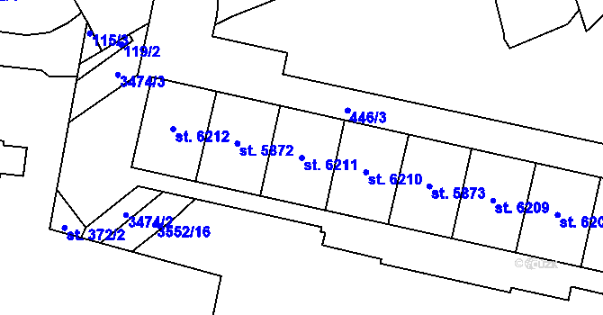 Parcela st. 6211 v KÚ Zlín, Katastrální mapa